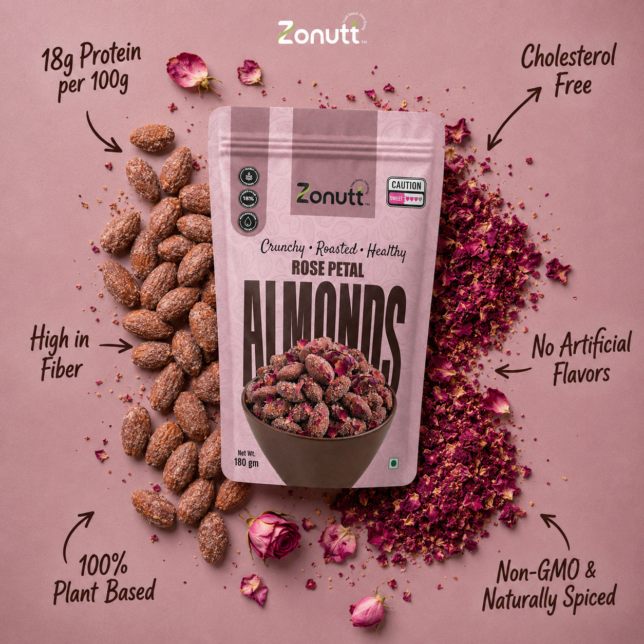 Rose Petal Almonds (180 g)