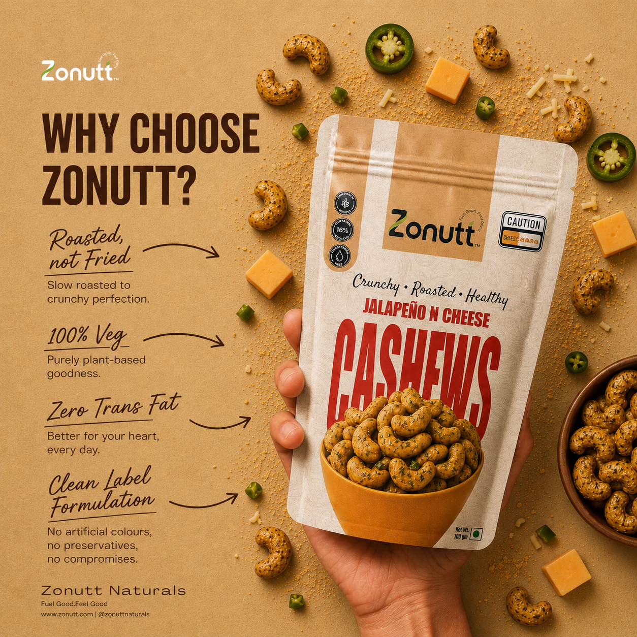 Jalapeño 'n' Cheese Cashews (180 g)