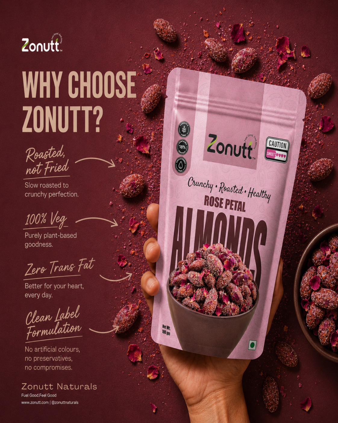Rose Petal Almonds (180 g)