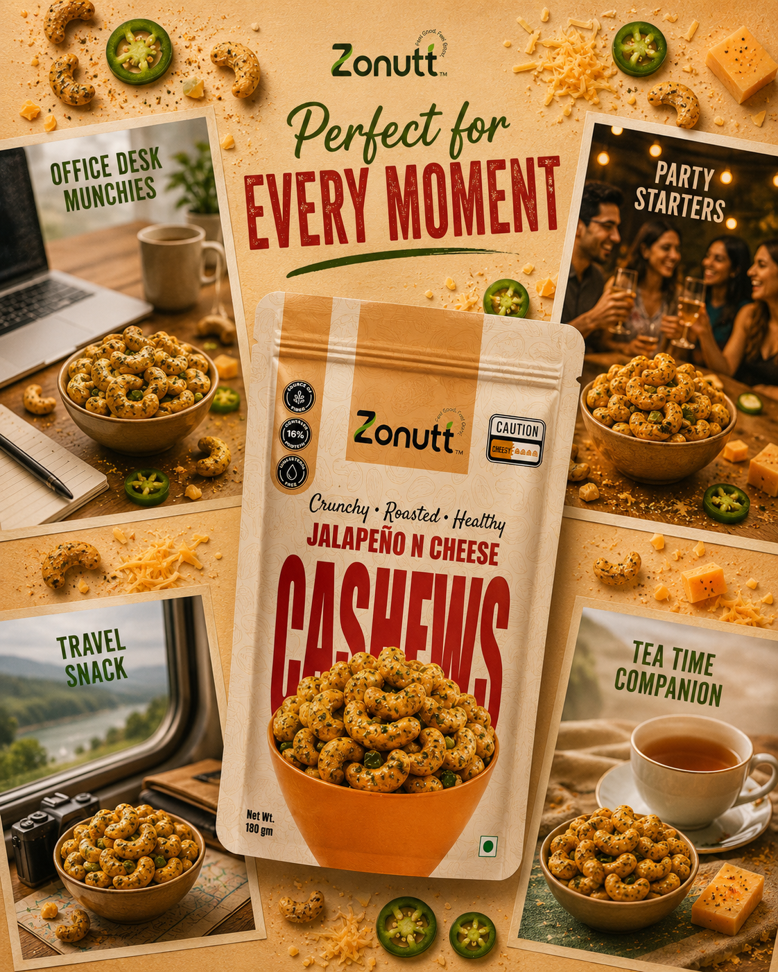 Jalapeño 'n' Cheese Cashews (180 g)