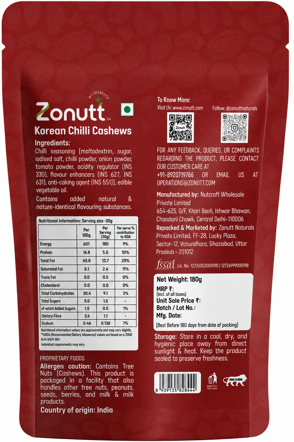 The Seoul Spice Cashew Twin Pack (180g x 2)