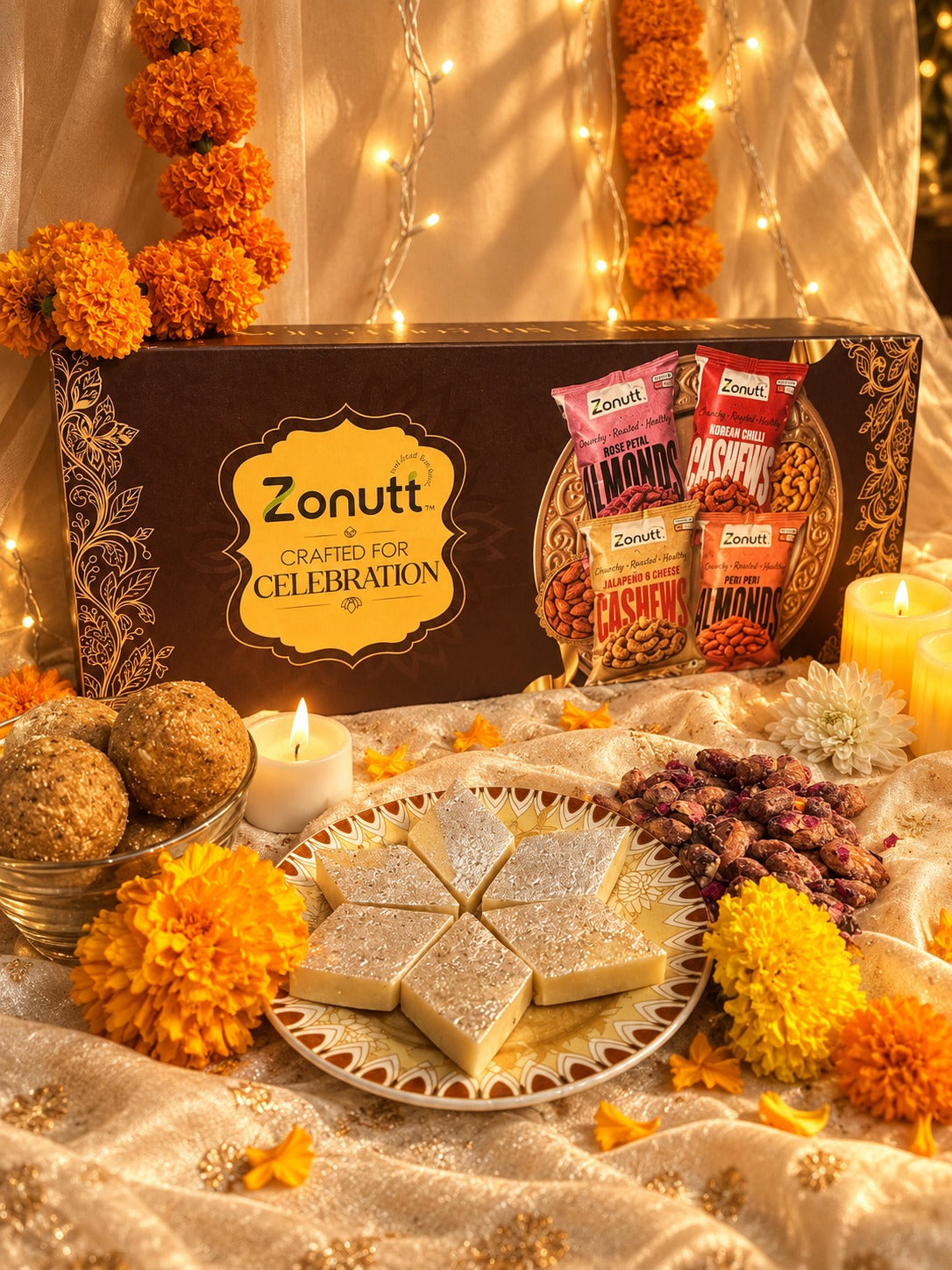 Zonutt Luxe Edition Gourmet Dry Fruits Gift Box (140g) | 4 Flavoured Nuts Combo