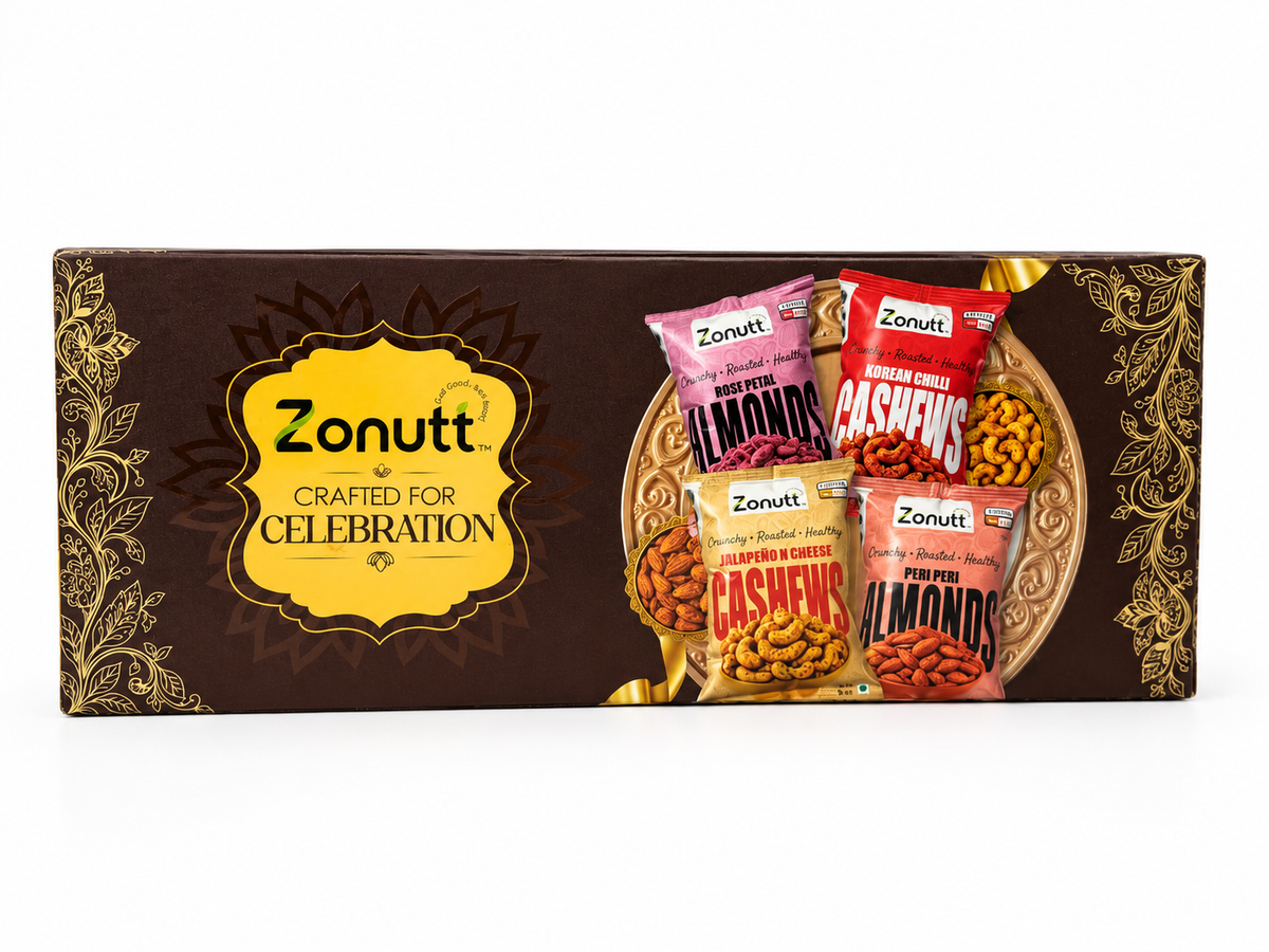 Zonutt Luxe Edition Gourmet Dry Fruits Gift Box (140g) | 4 Flavoured Nuts Combo